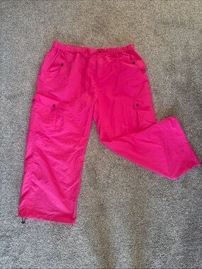 Women’s Hot Pink Cargo Track Pants with Elastic Waist